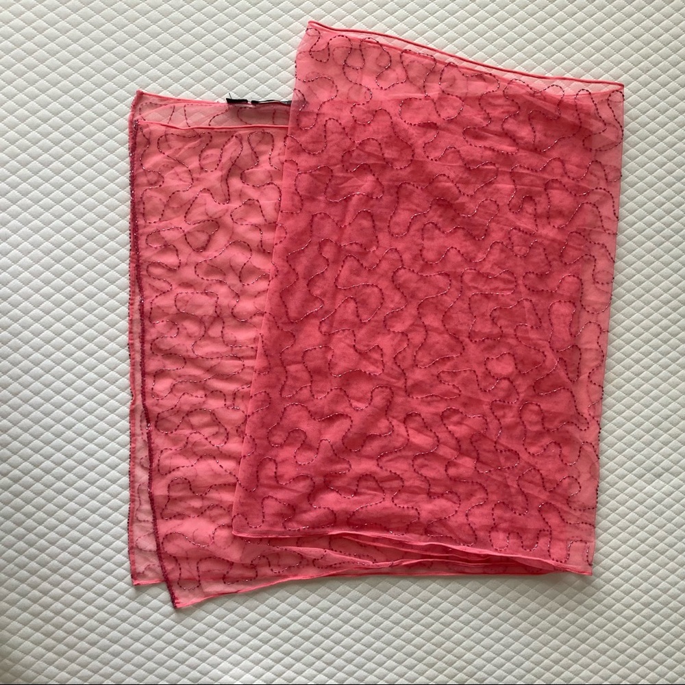 Folio New York Y2K Bright Pink Beaded Sheer
Mesh Scarf